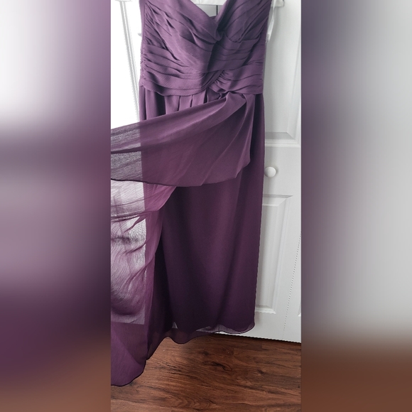 David's Bridal long strapless plum dress - Picture 6 of 8